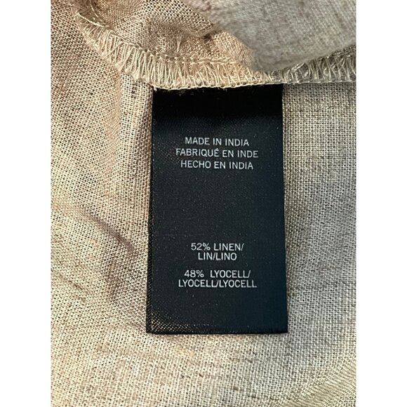 NWT Kenneth Cole men's  button down linen blend short sleeve shirt oatmeal small - Picture 7 of 11